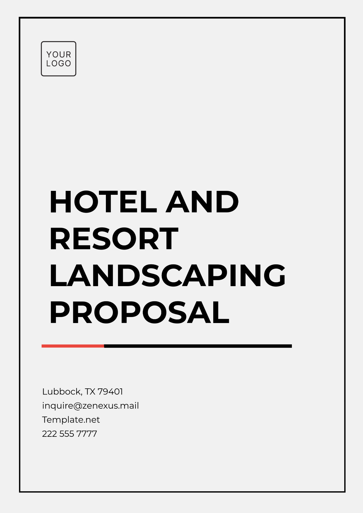 Hotel and Resort Landscaping Proposal Template - Edit Online & Download