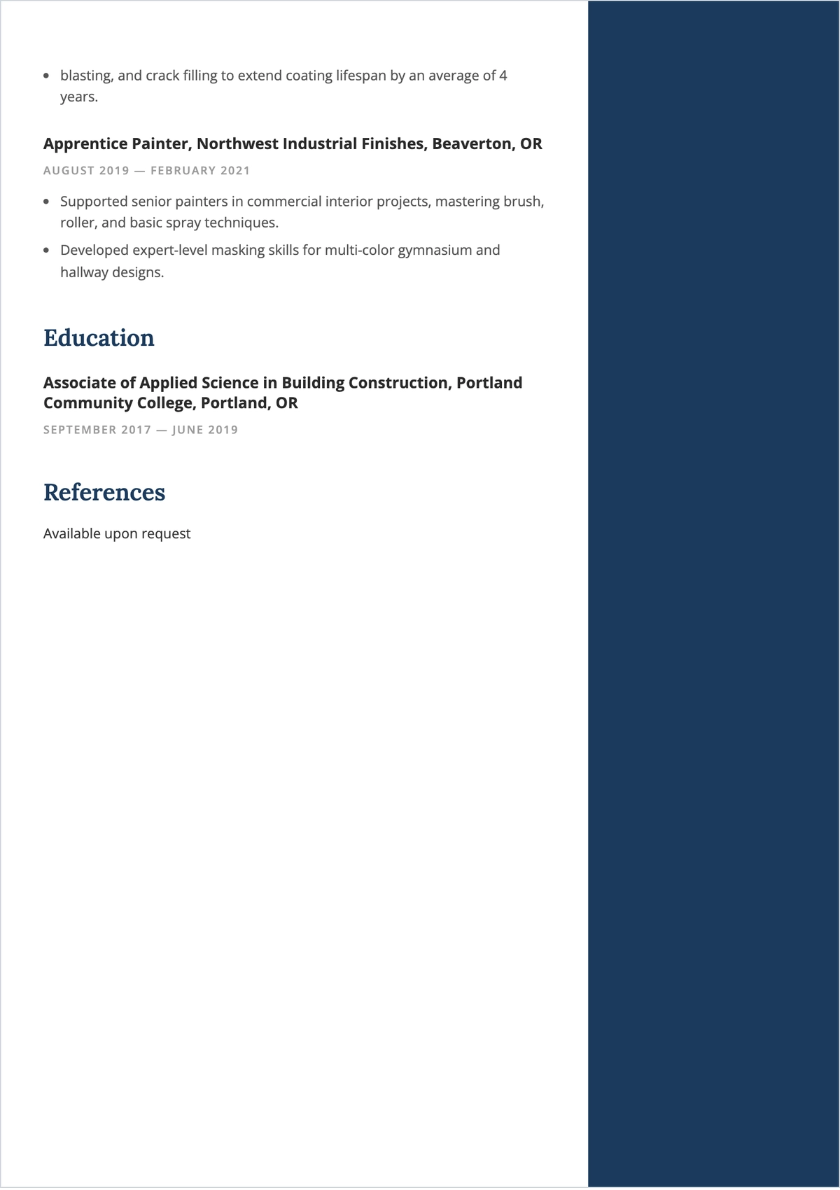 Free School and Playground Painter ATS Resume Template