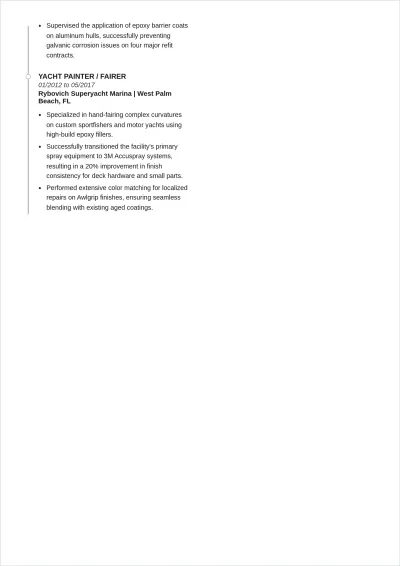Free Luxury Yacht Painter ATS Resume Template, AI Resume Builder