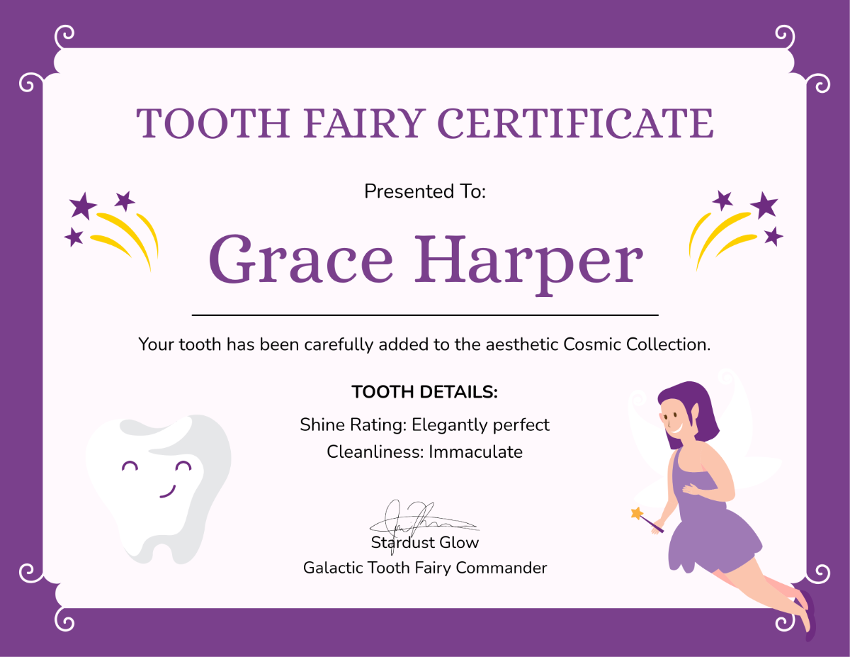 Free Aesthetic DIY Tooth Fairy Certificate Template - Edit Online & Download