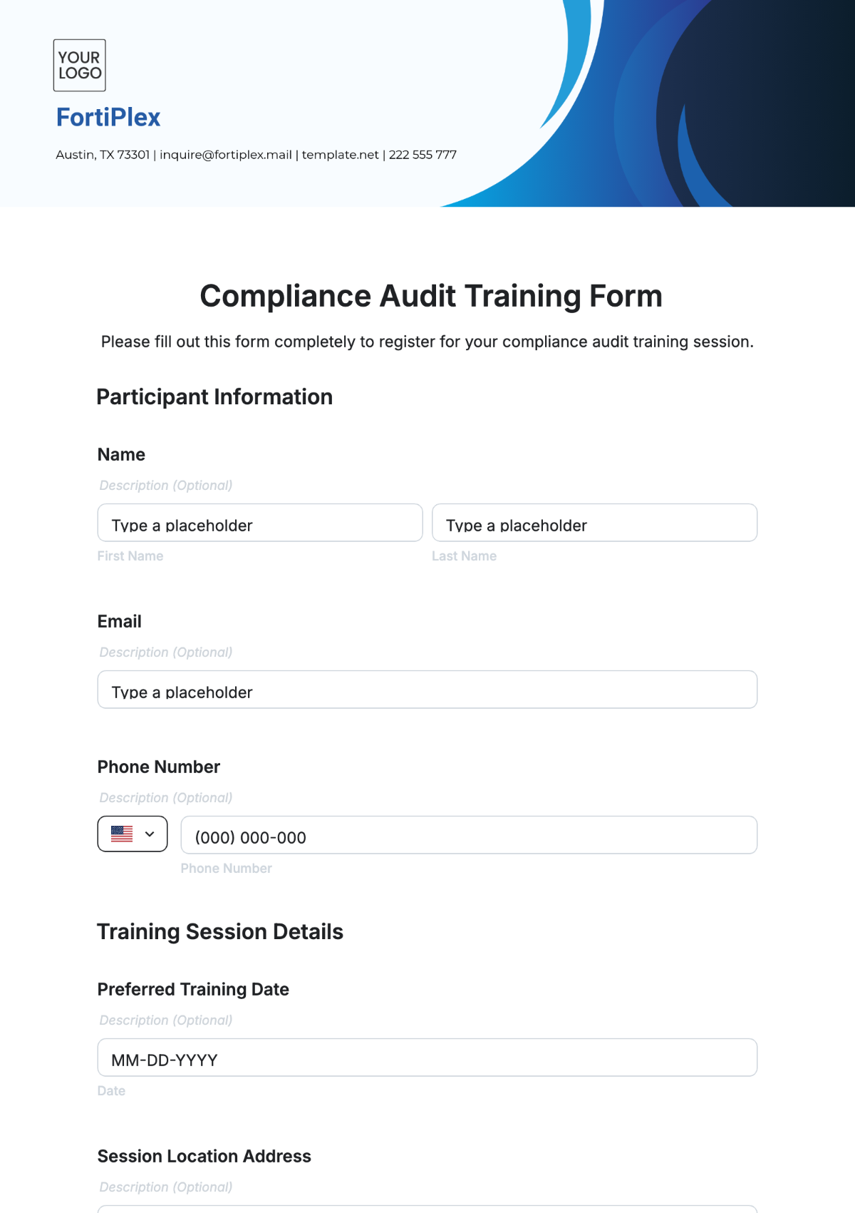 Compliance Audit Training Form Template - Edit Online & Download