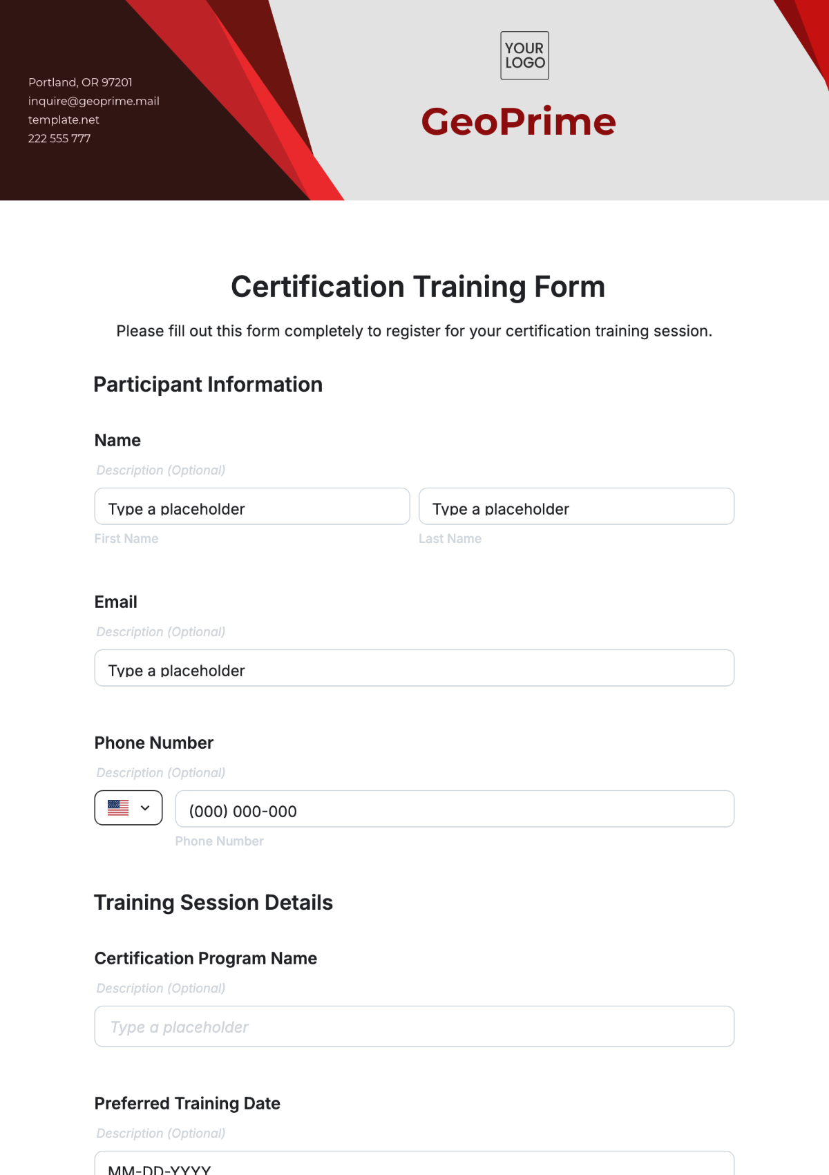 Certification Training Form Template - Edit Online & Download