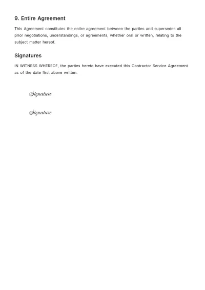 Free Contractor Service Agreement Template to Edit Online