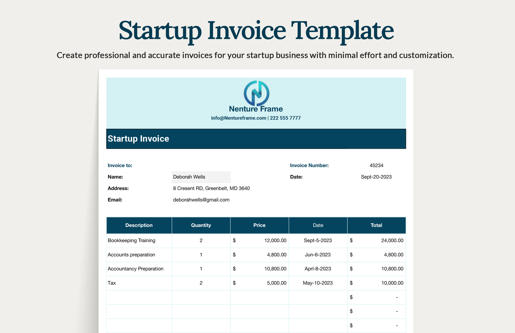 Startup Invoice Template