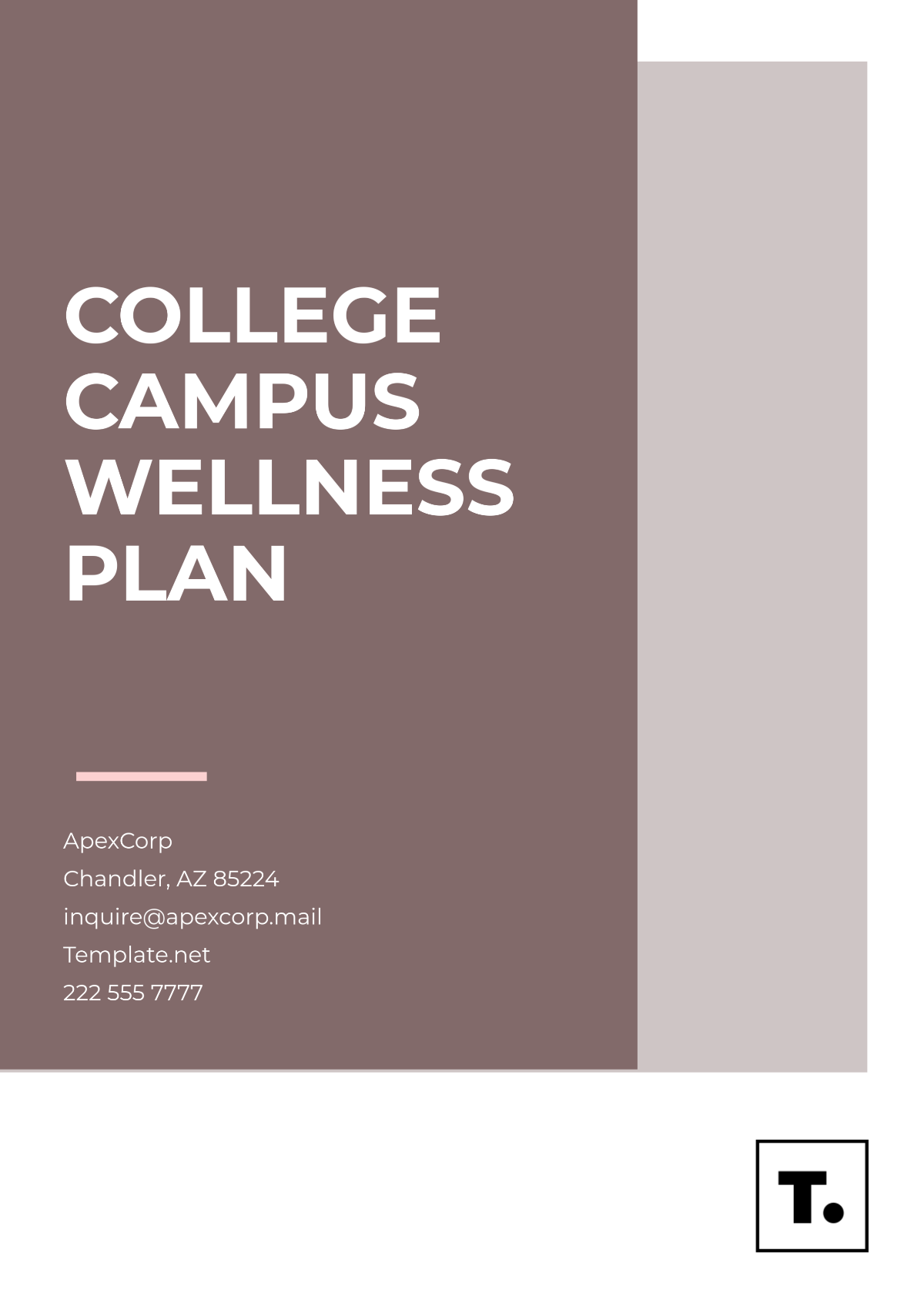 College Campus Wellness Plan Template - Edit Online & Download