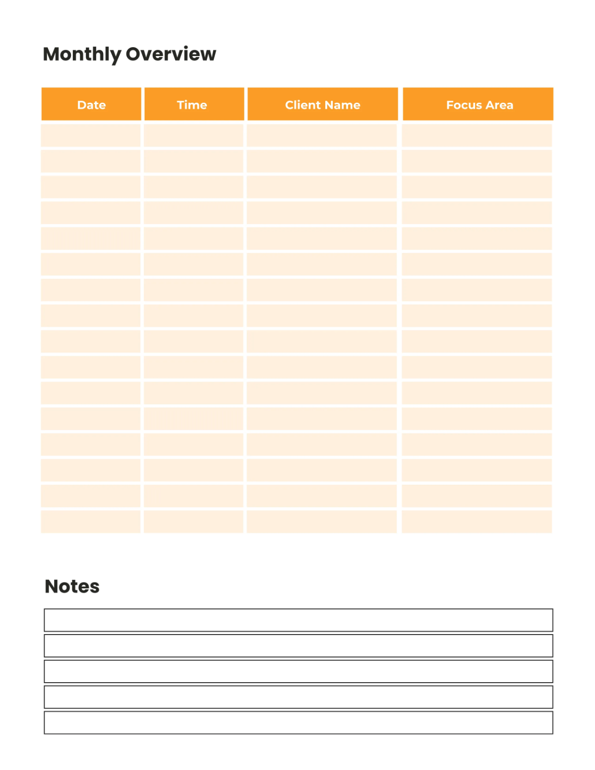 Free Coaching Session Planner Template to Edit Online