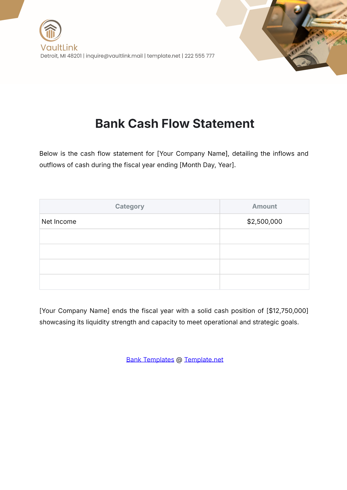 Bank Cash Flow Statement Template | Template.net