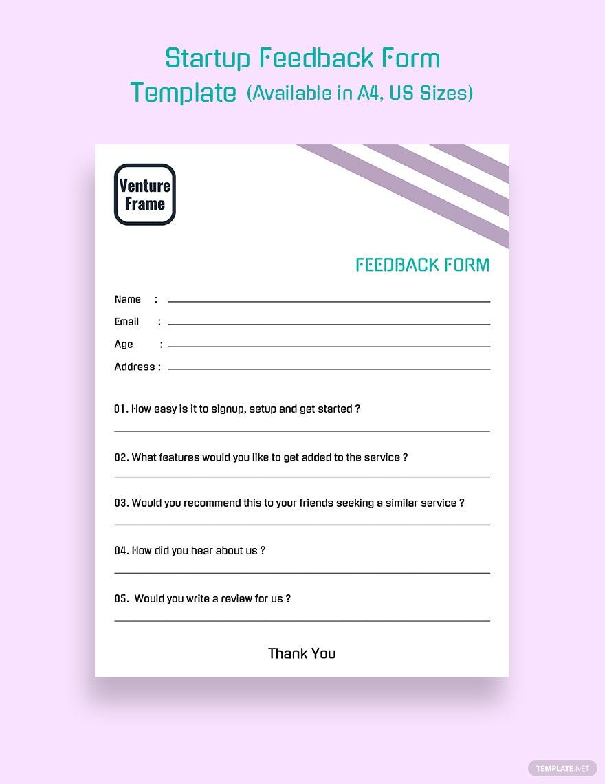 Startup Feedback Form Template