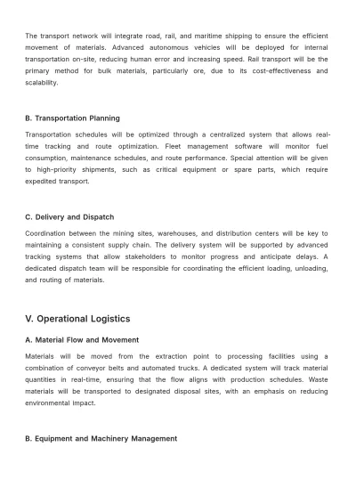 Free Mining Logistics Plan Template to Edit Online