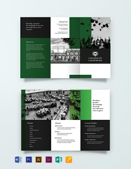 Creative College Brochure Template - Illustrator, InDesign, Word, Apple Pages, PSD, Publisher