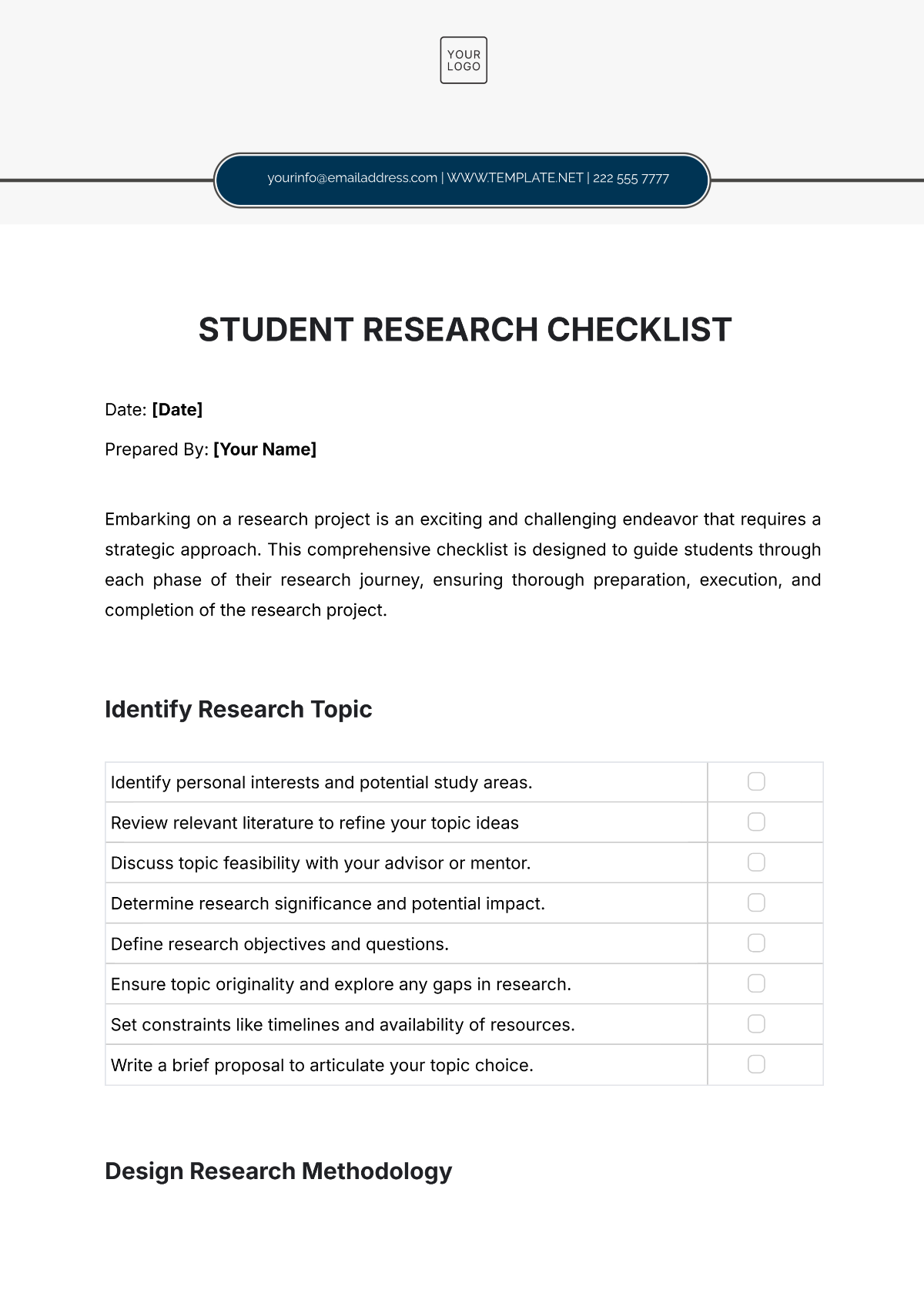 Student Research Checklist Template - Edit Online & Download