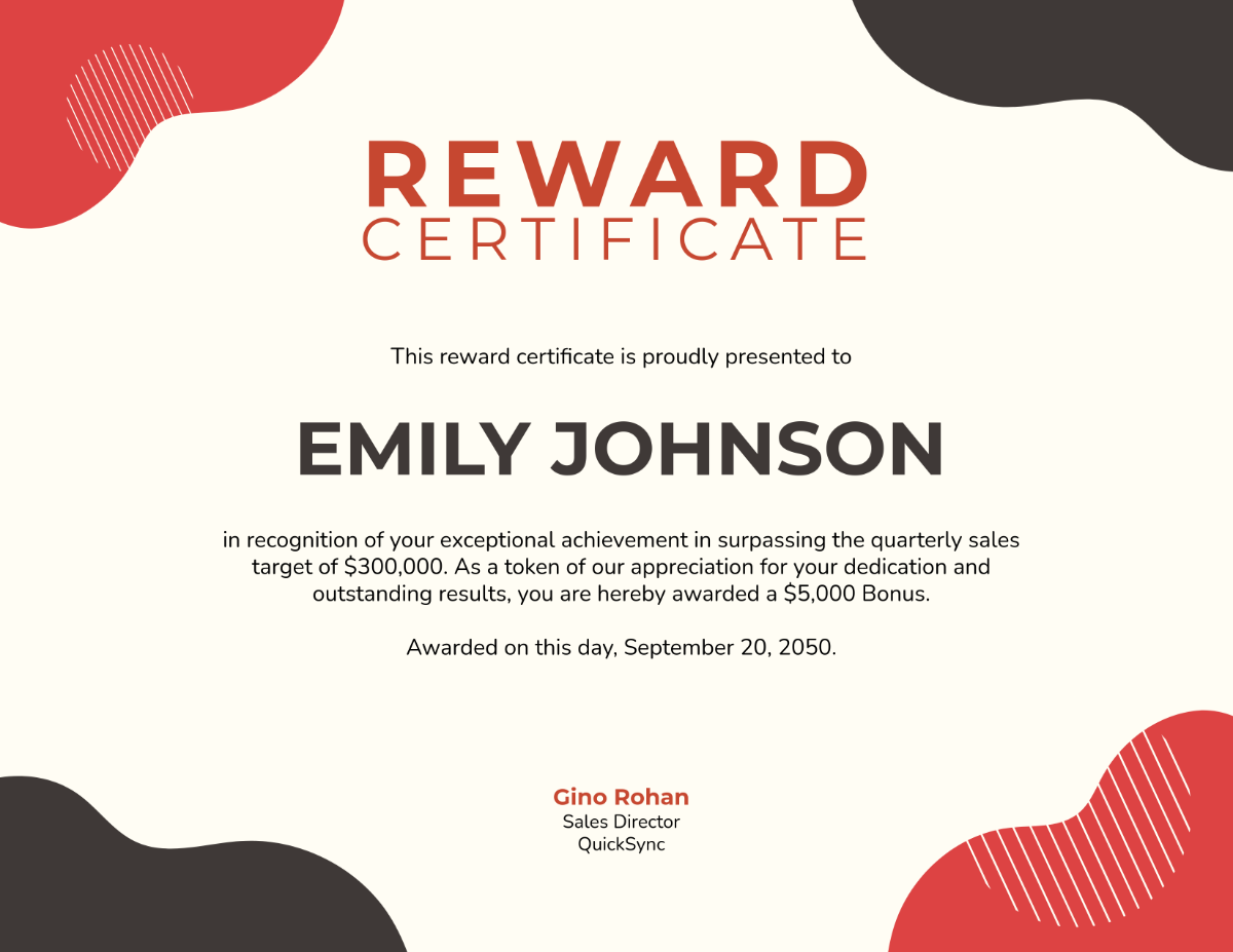 Modern Reward Certificate Template