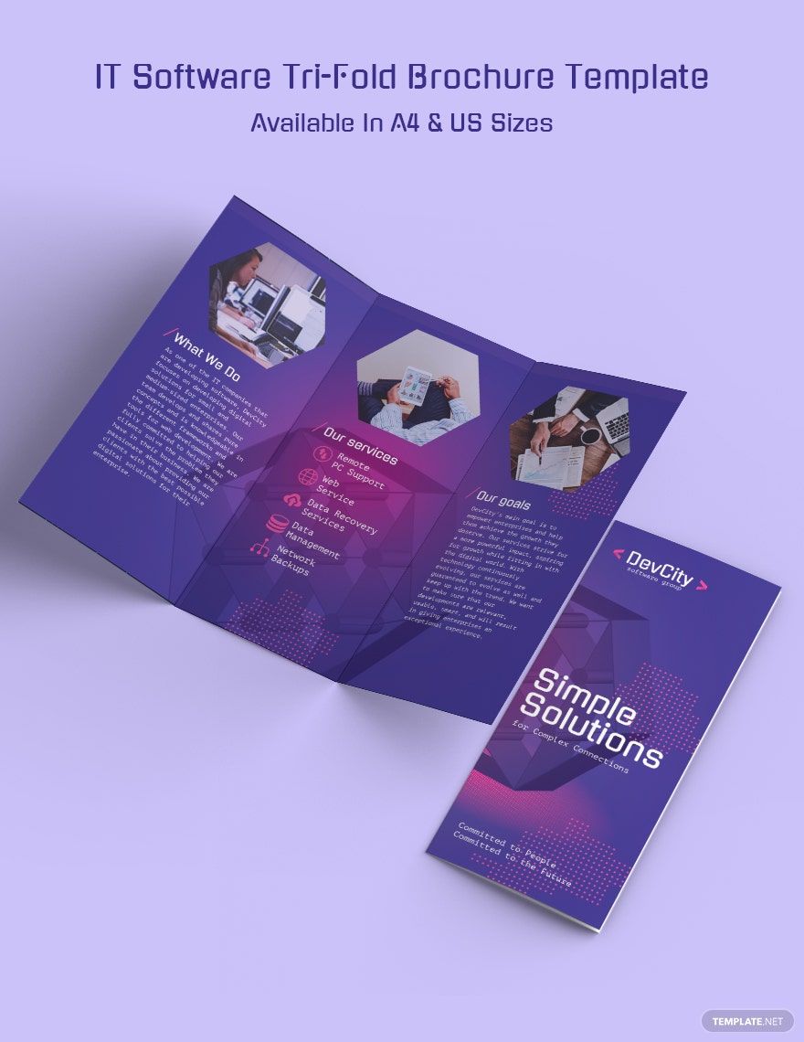 Free IT Software Tri-Fold Brochure Template