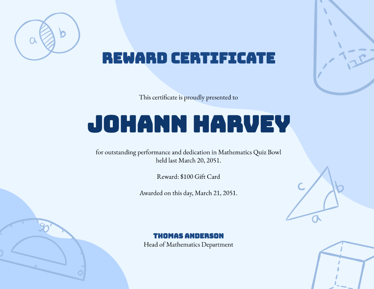 Creative Math Reward Certificate Template - Edit Online & Download