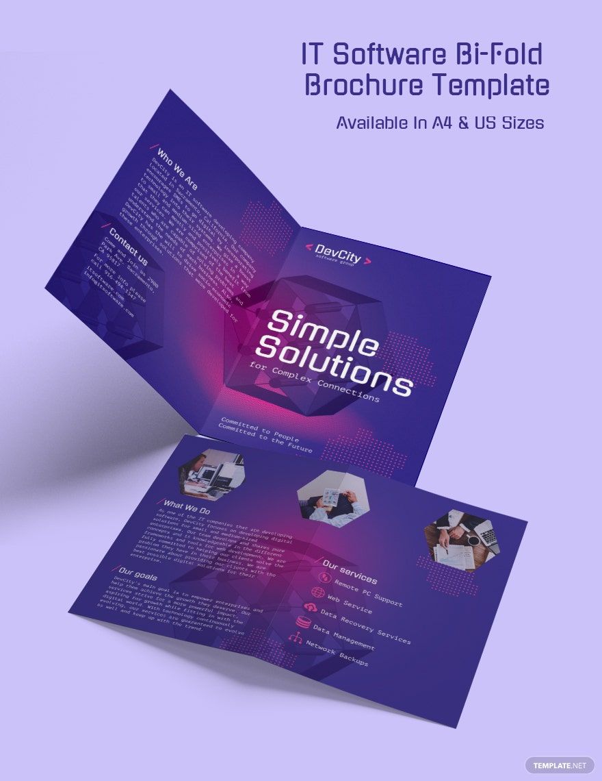 IT Software Bi-Fold Brochure Template in Word, Google Docs, Illustrator, PSD, Publisher, InDesign