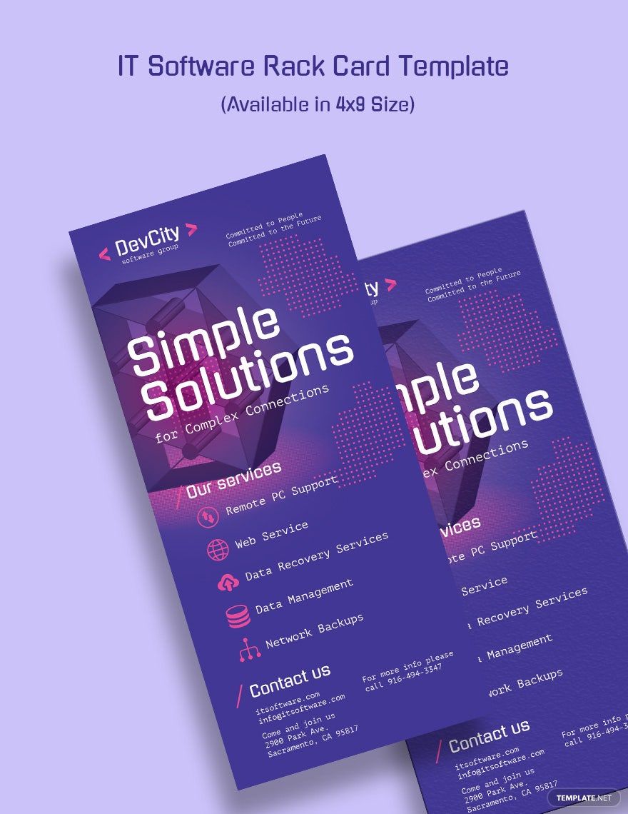 IT Software Rack Card Template