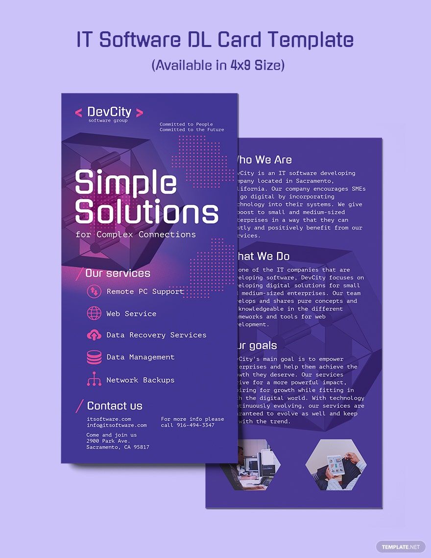 IT Software DL Card Template In Illustrator PSD InDesign Word 
