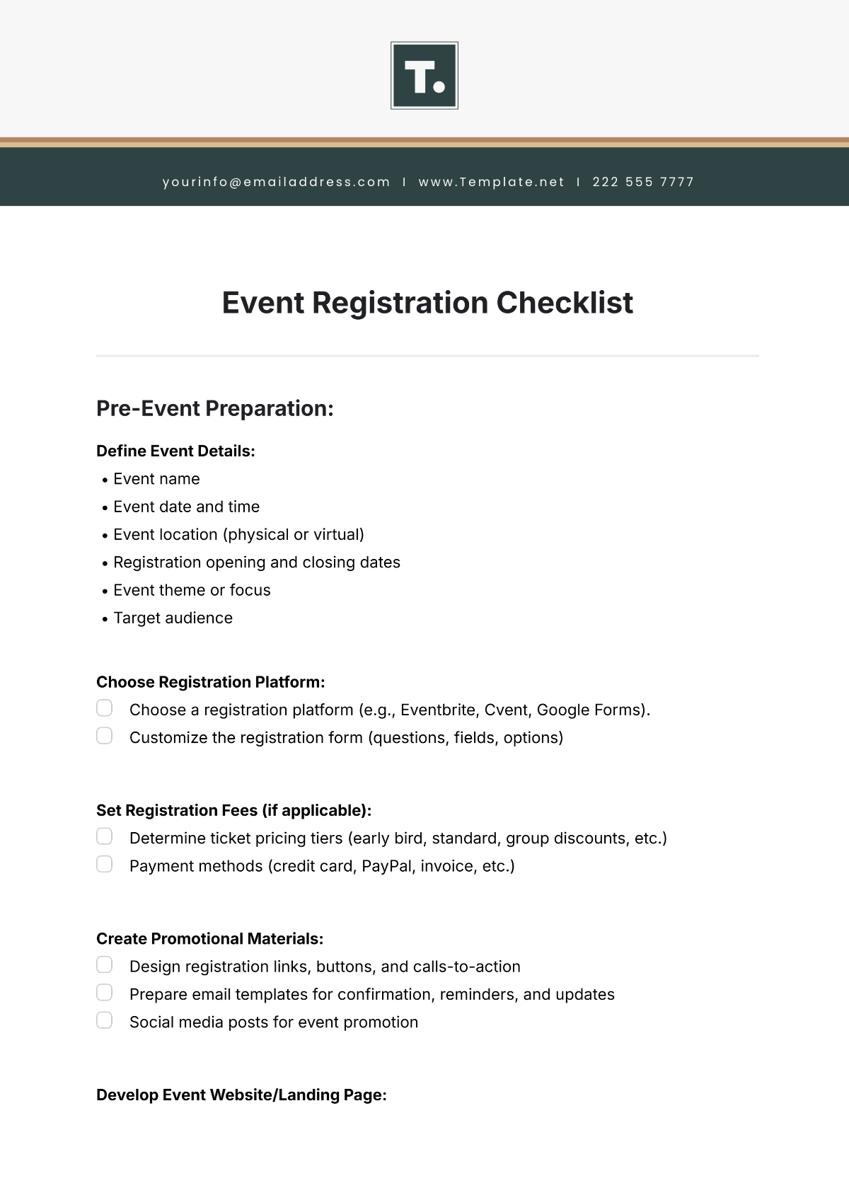 Event Registration Checklist Template - Edit Online & Download