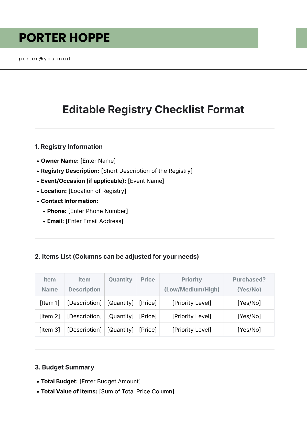 Editable Registry Checklist Format Template - Edit Online & Download