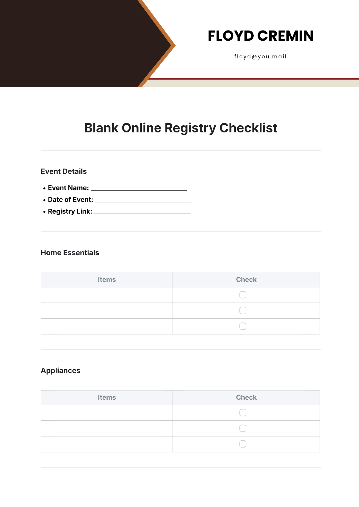 Blank Online Registry Checklist Template - Edit Online & Download