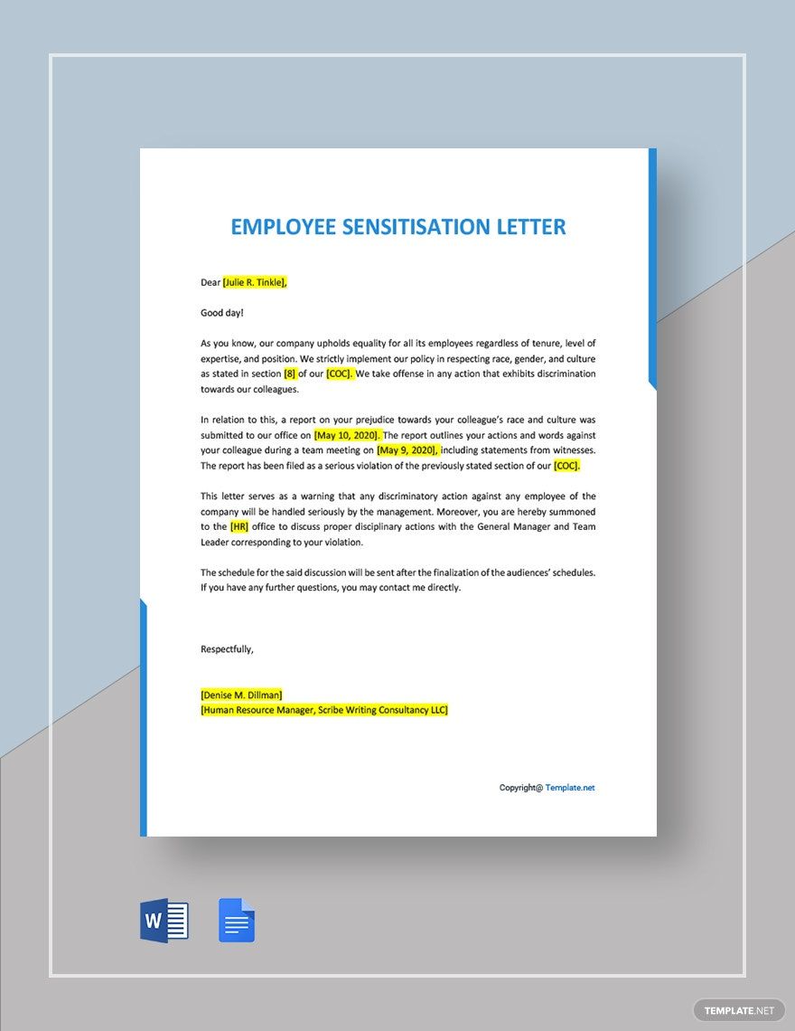 Employee Sensitisation Letter