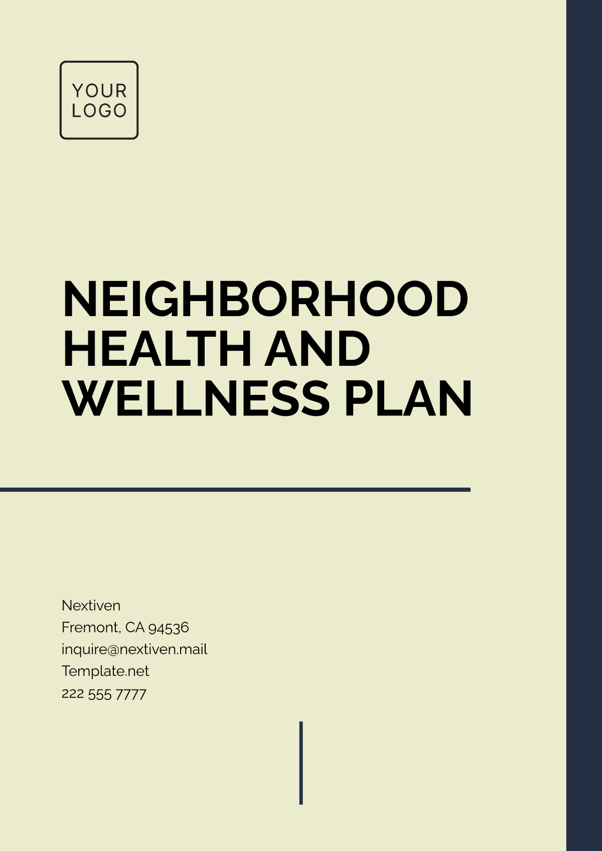 Neighborhood Health and Wellness Plan Template - Edit Online & Download