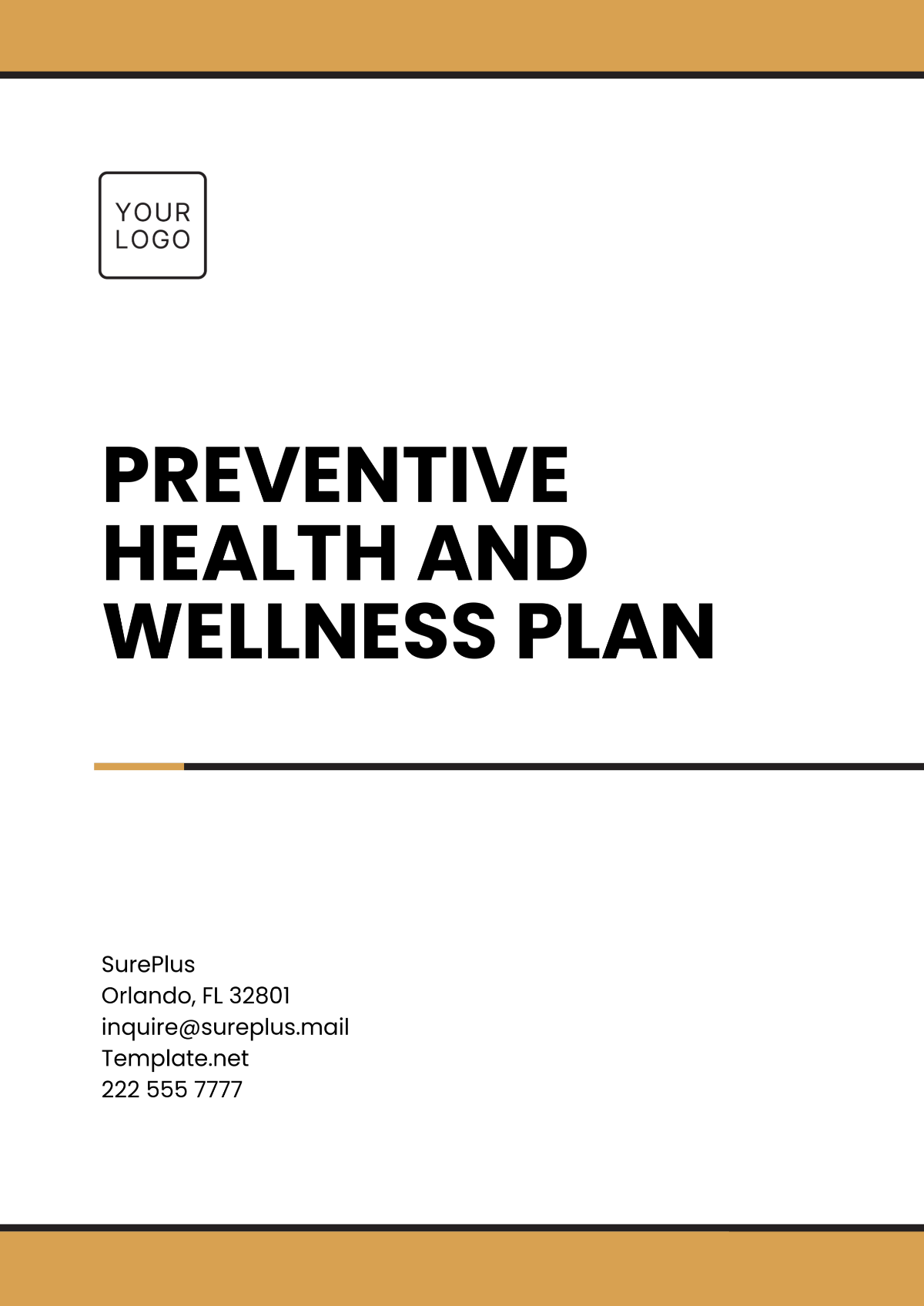 Preventive Health and Wellness Plan Template - Edit Online & Download