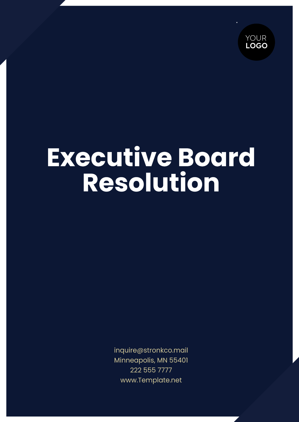 Executive Board Resolution Design Template