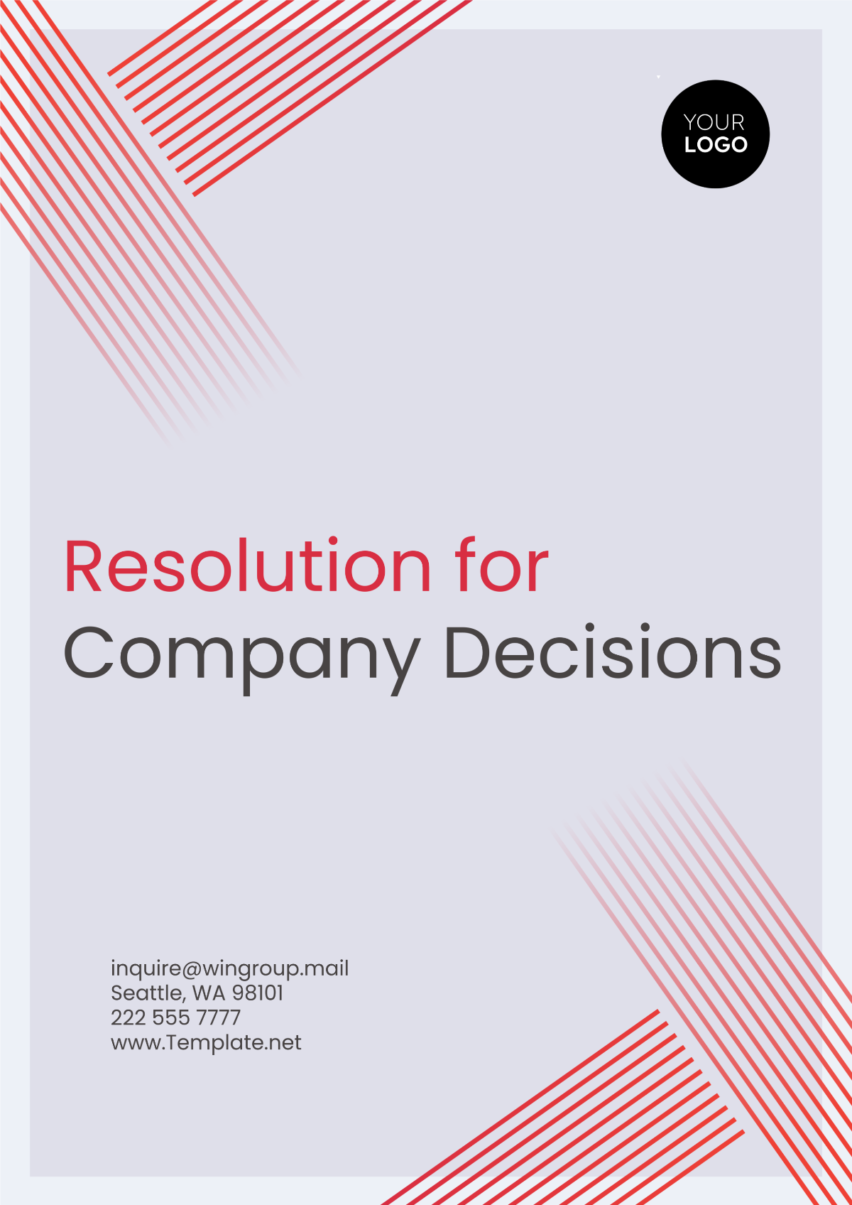 Resolution for Company Decisions Template