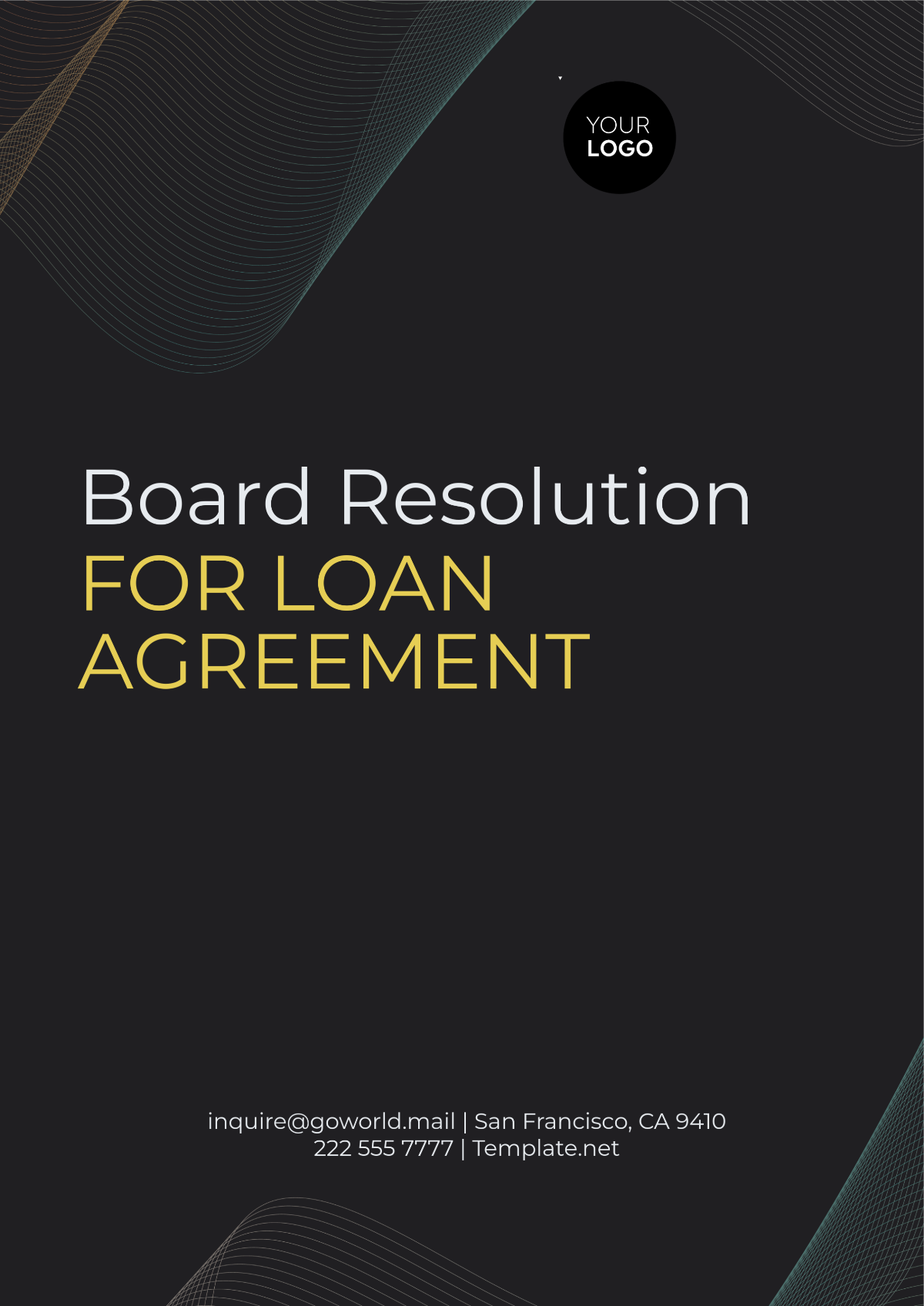 Professional Board Resolution for Loan Agreement Template - Edit Online & Download