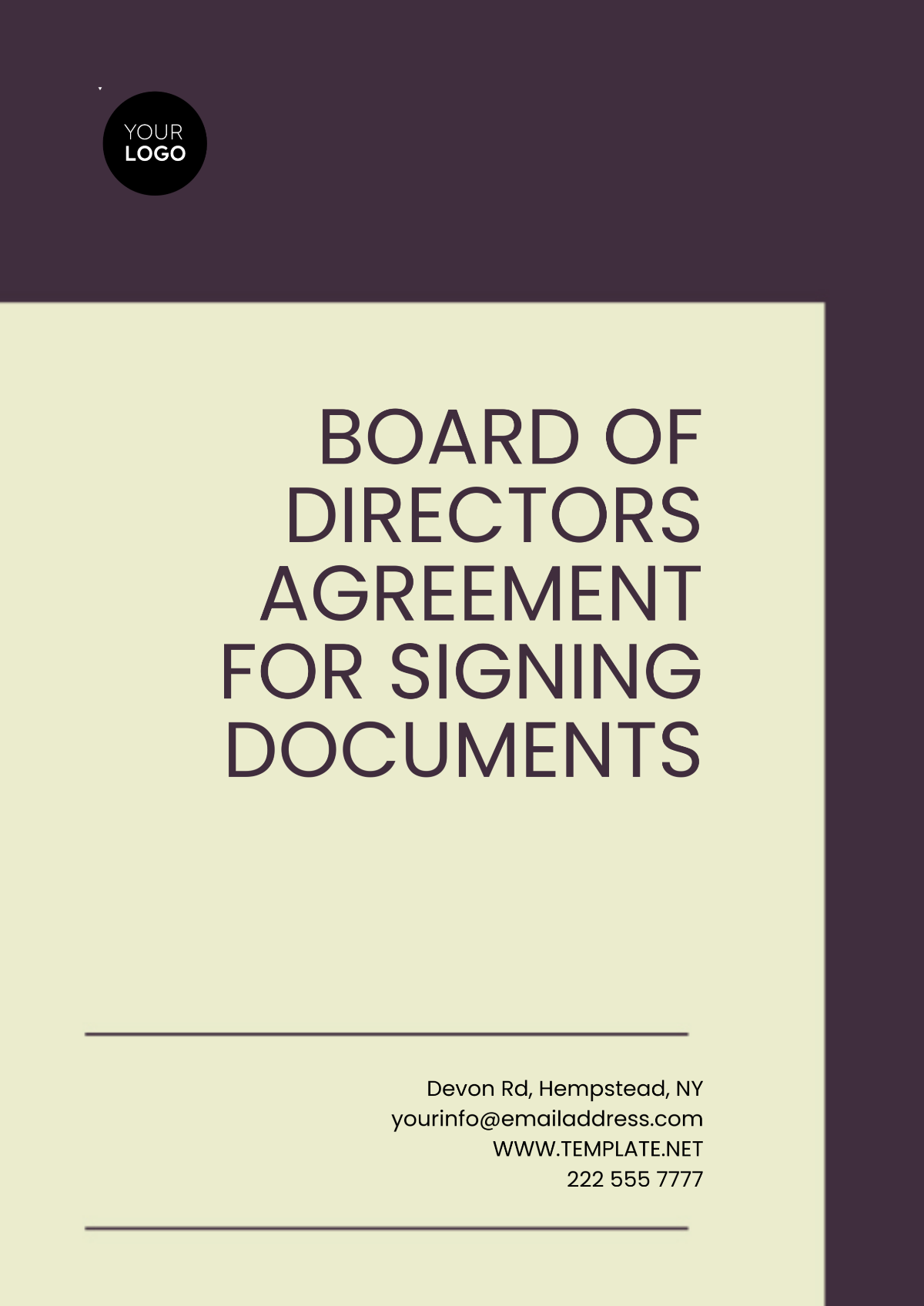 Board of Directors Agreement for Signing Documents Template - Edit Online & Download