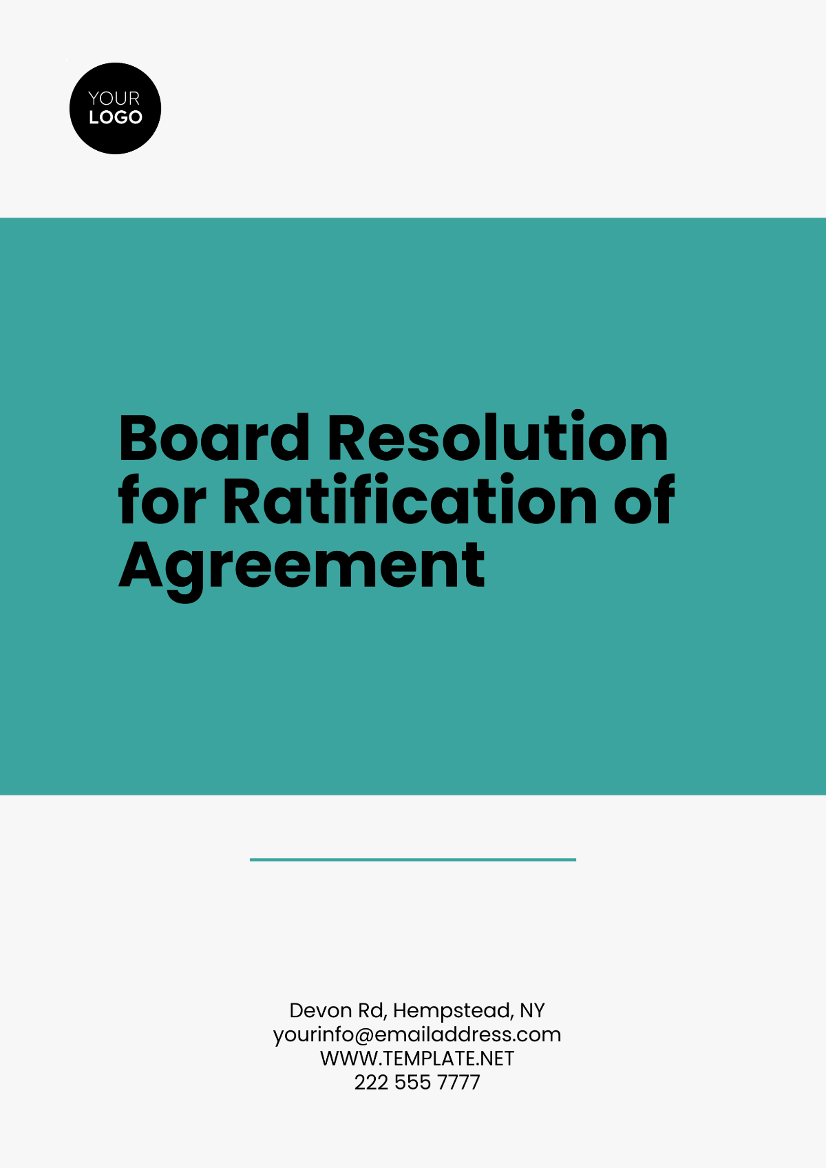 Board Resolution for Ratification of Agreement Template - Edit Online & Download