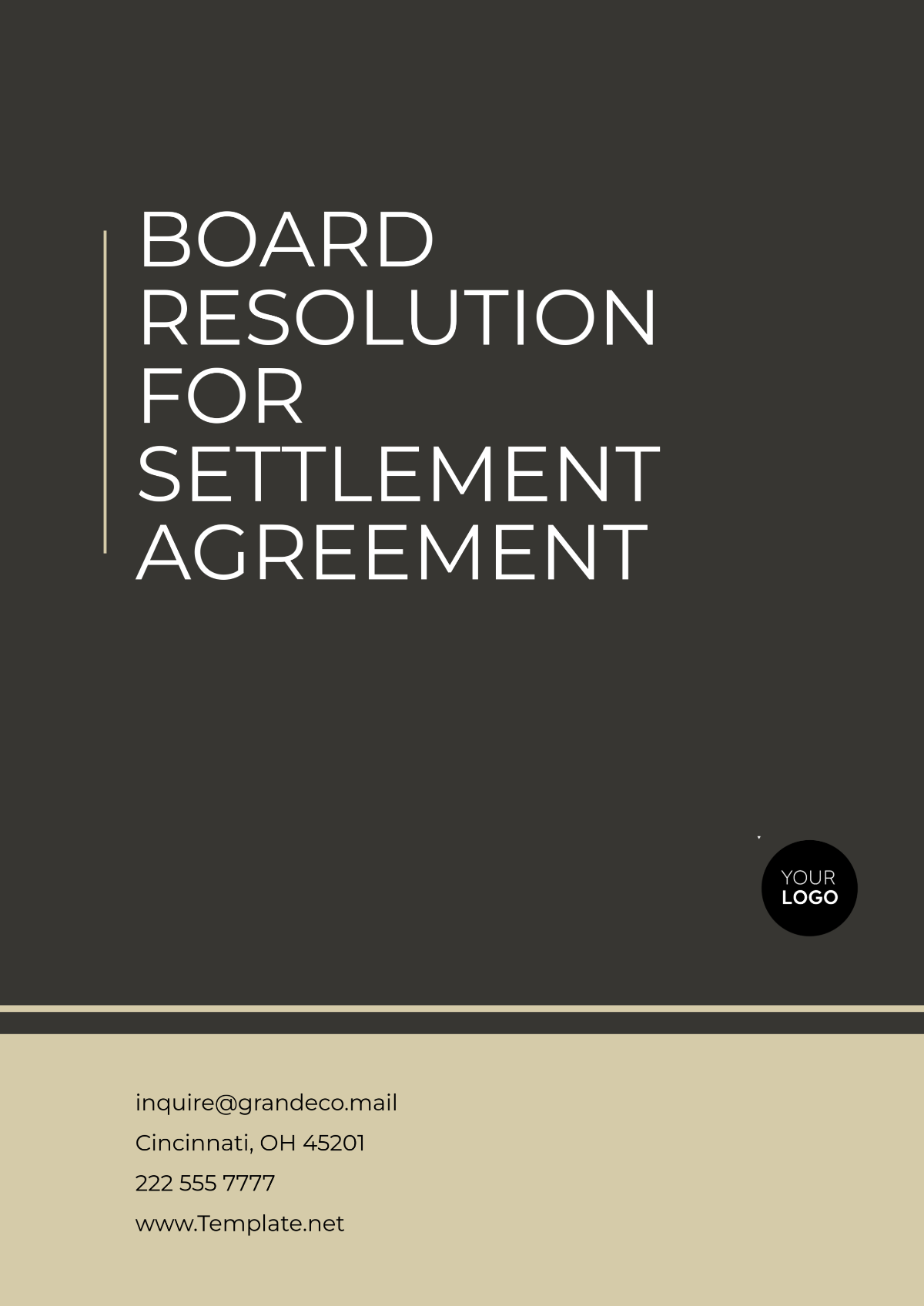 Board Resolution for Settlement Agreement Template