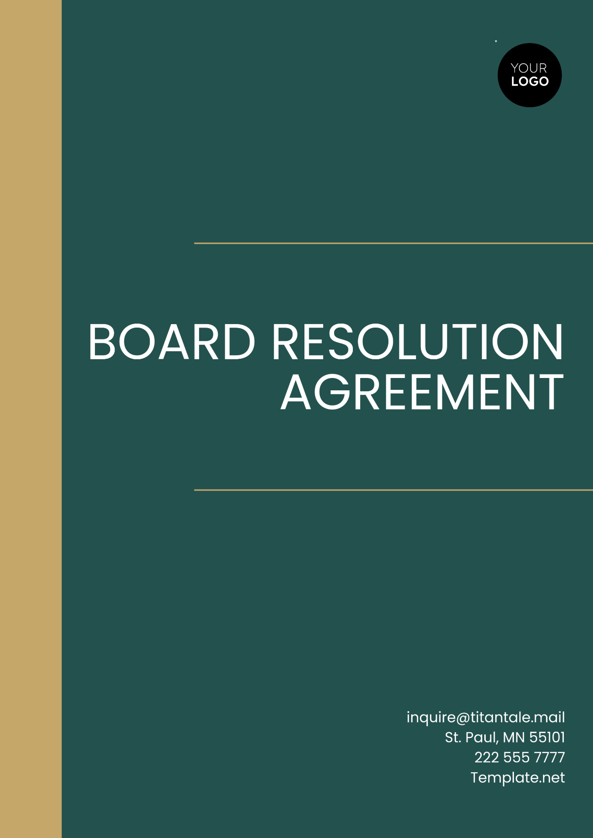 Board Resolution Agreement Format Template