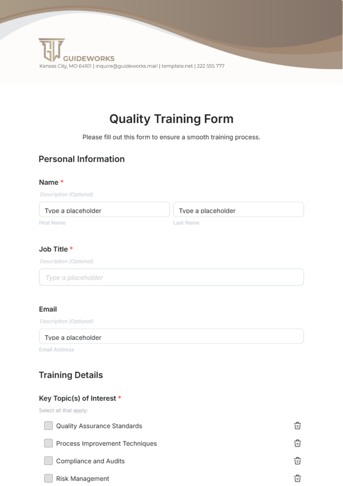 Quality Training Form Template - Edit Online & Download