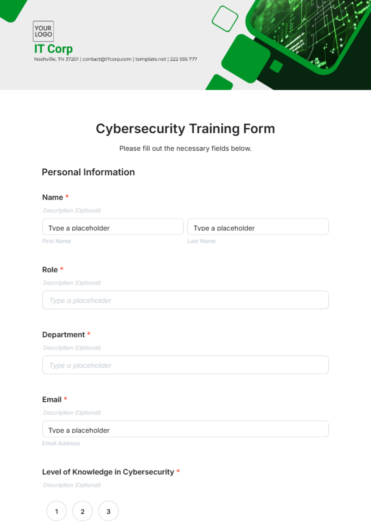 Cybersecurity Training Form Template - Edit Online & Download