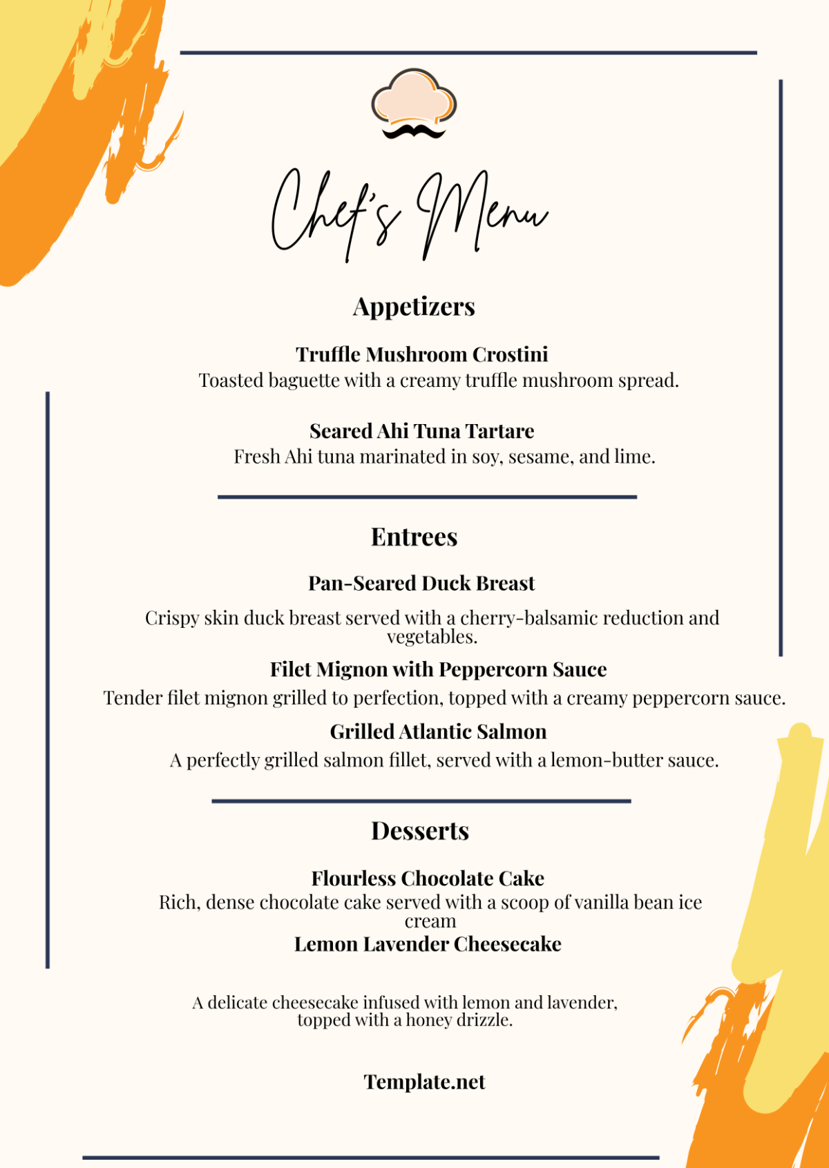 Free Chef Menu Template - Edit Online & Download