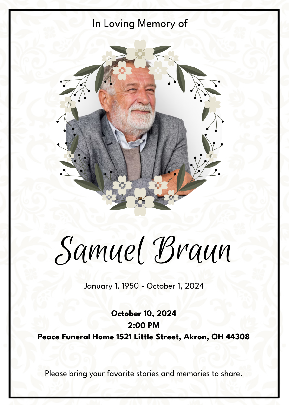 Funeral Invitation with Photo Template - Edit Online & Download