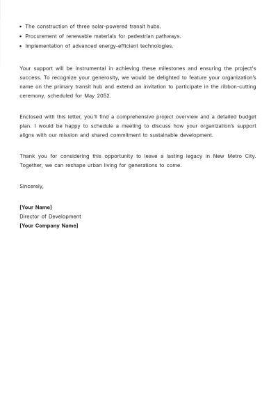 Free Infrastructure Development Fundraising Letter Template to Edit Online