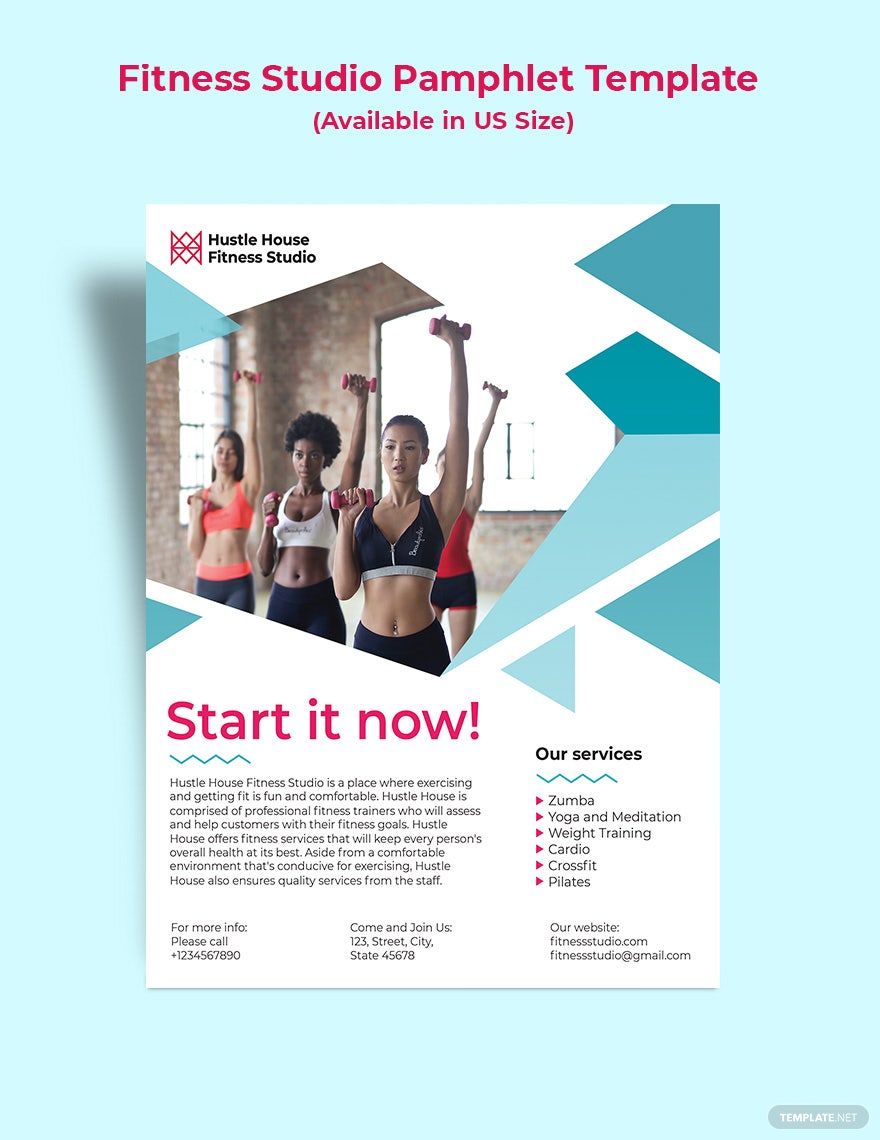 Free Fitness Studio Pamphlet Template