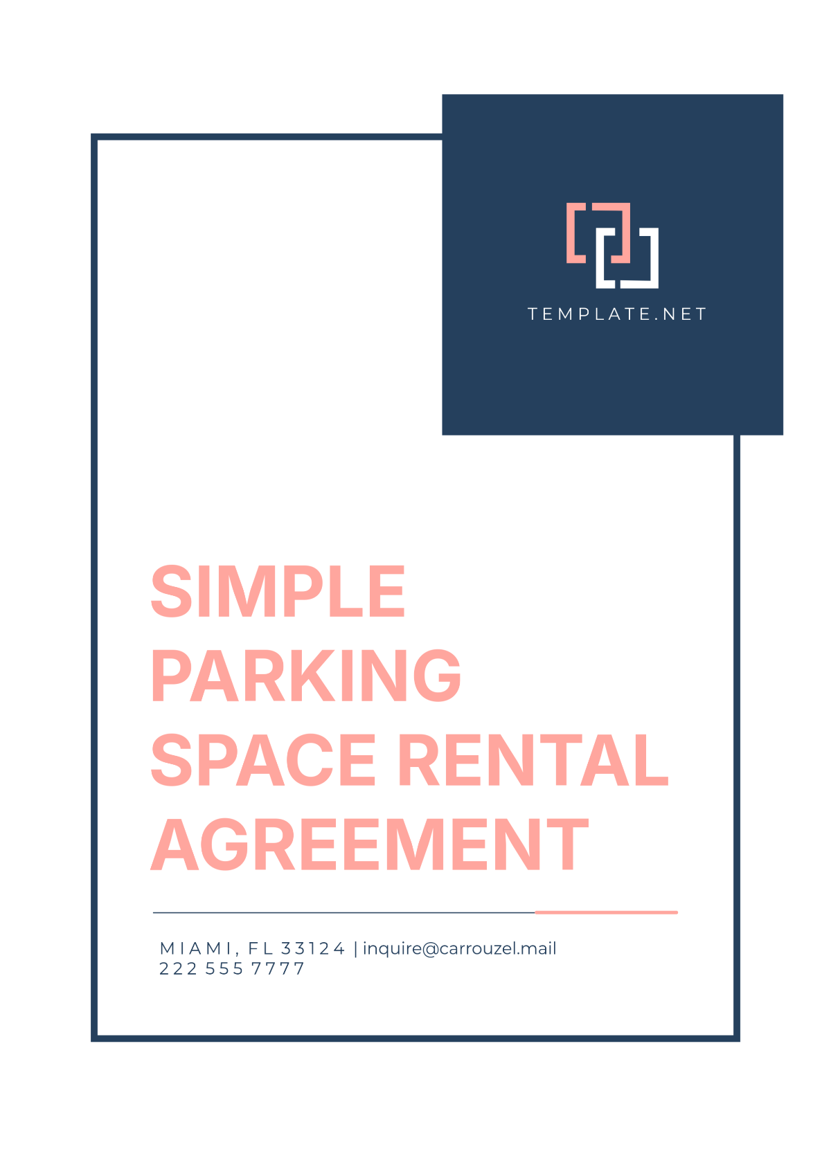 Simple Parking Space Rental Agreement Template - Edit Online & Download