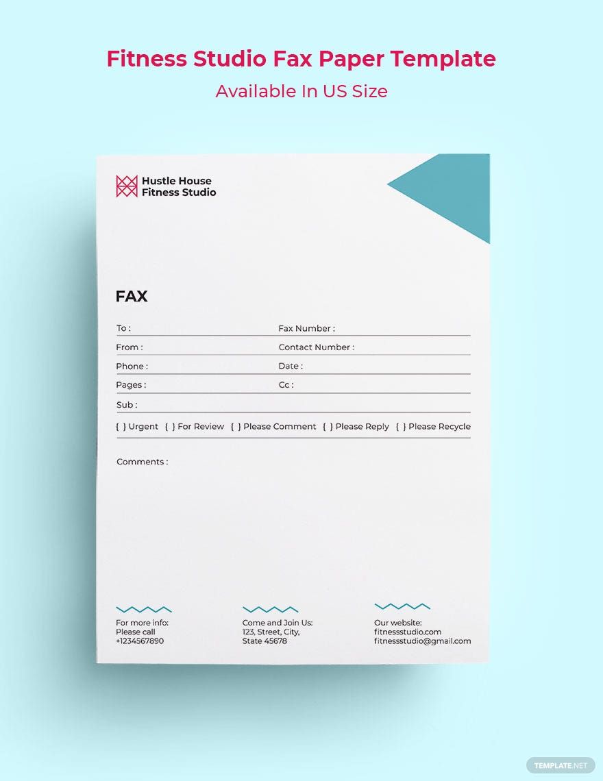 Fitness Studio Fax Paper Template in Word, Google Docs, Illustrator, PSD, Publisher, InDesign