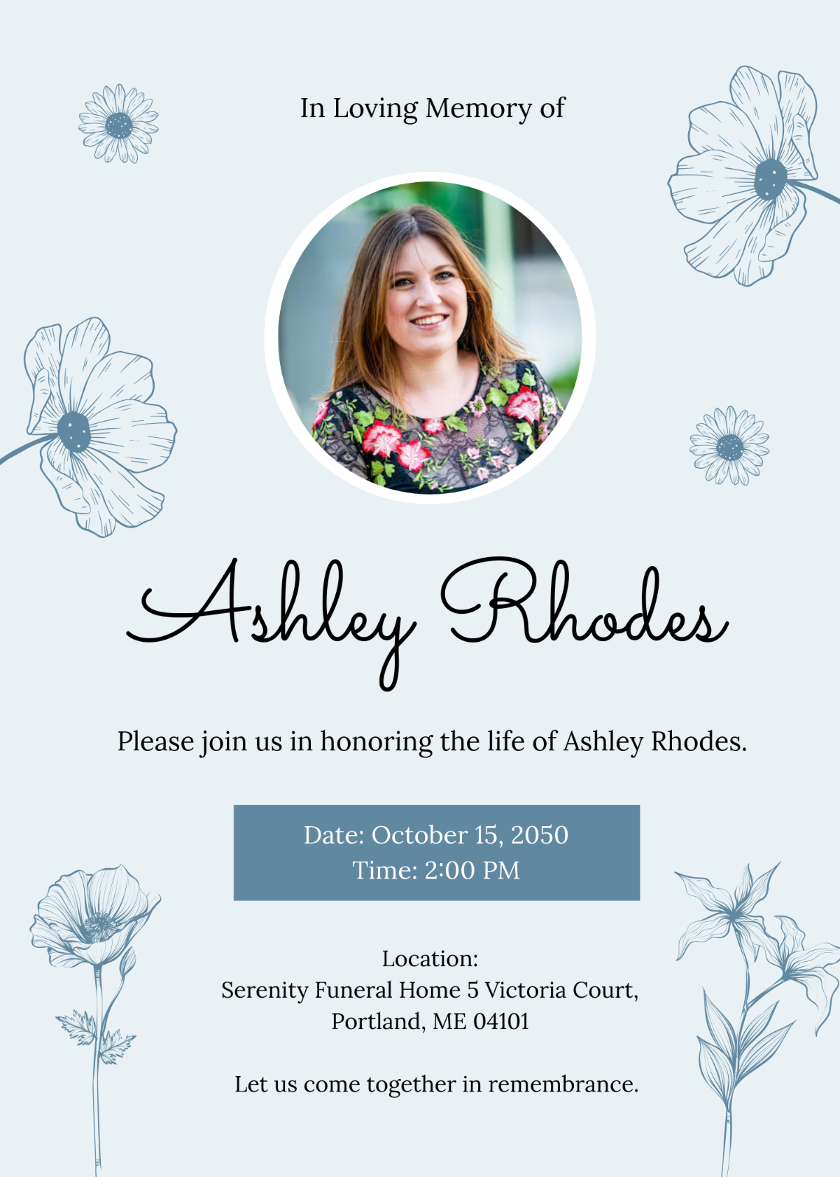 Customizable Funeral Invitation Template - Edit Online & Download