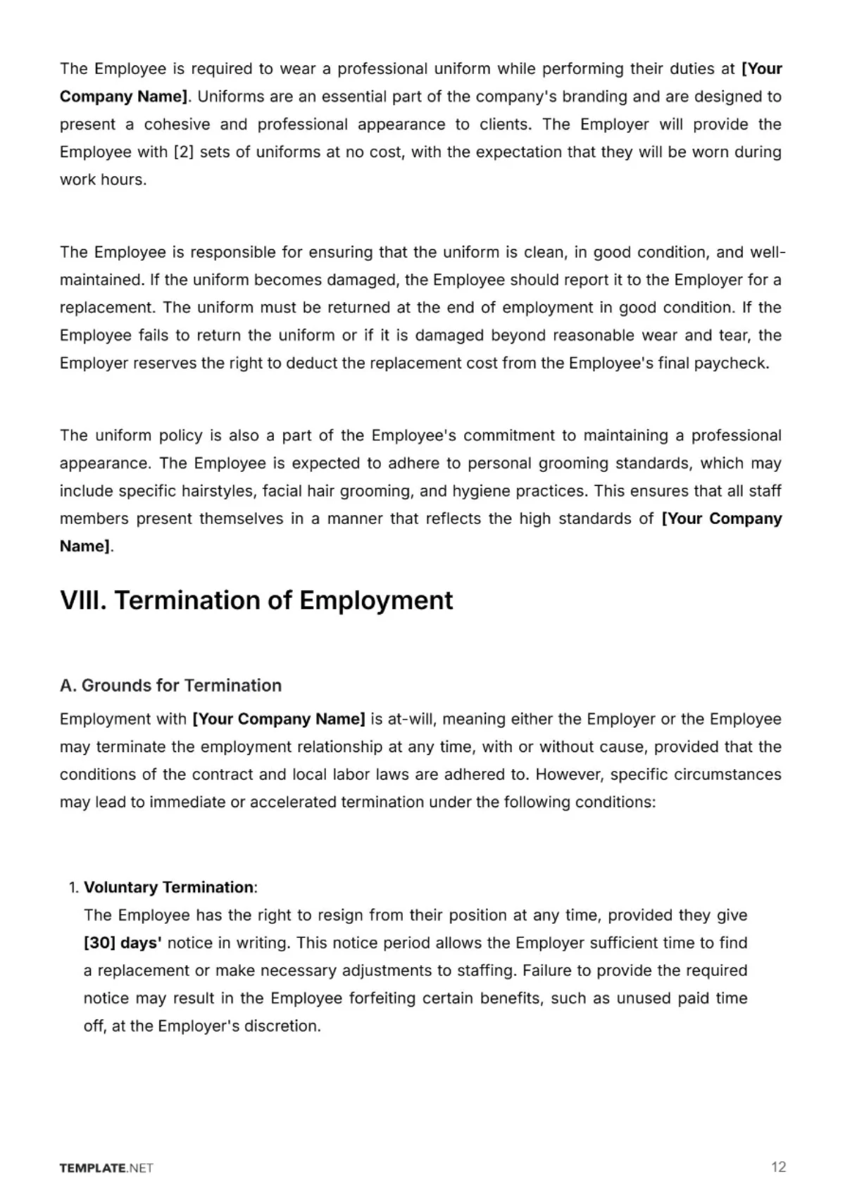 Free Barber Shop Employment Contract Template to Edit Online