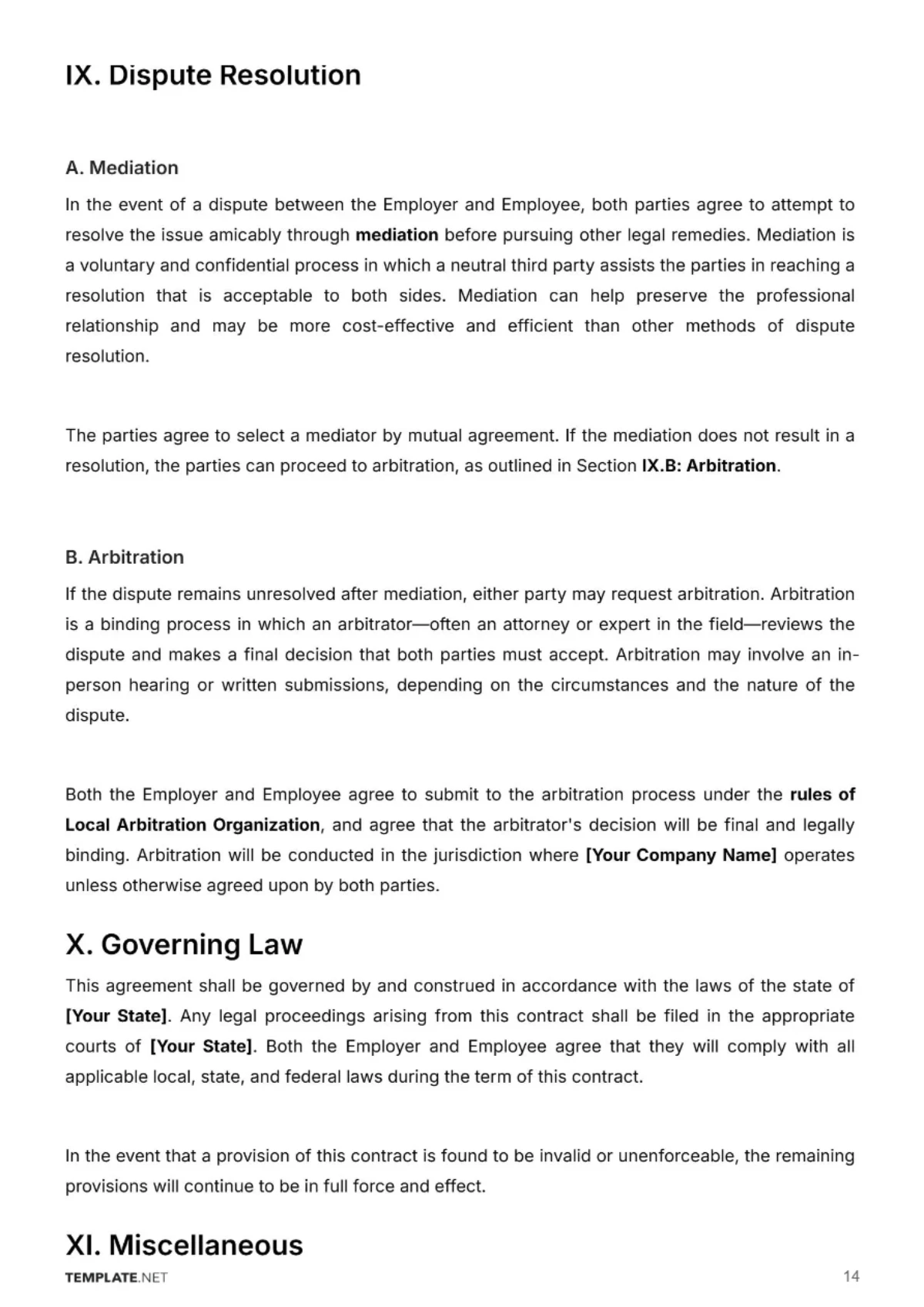 Free Barber Shop Employment Contract Template to Edit Online