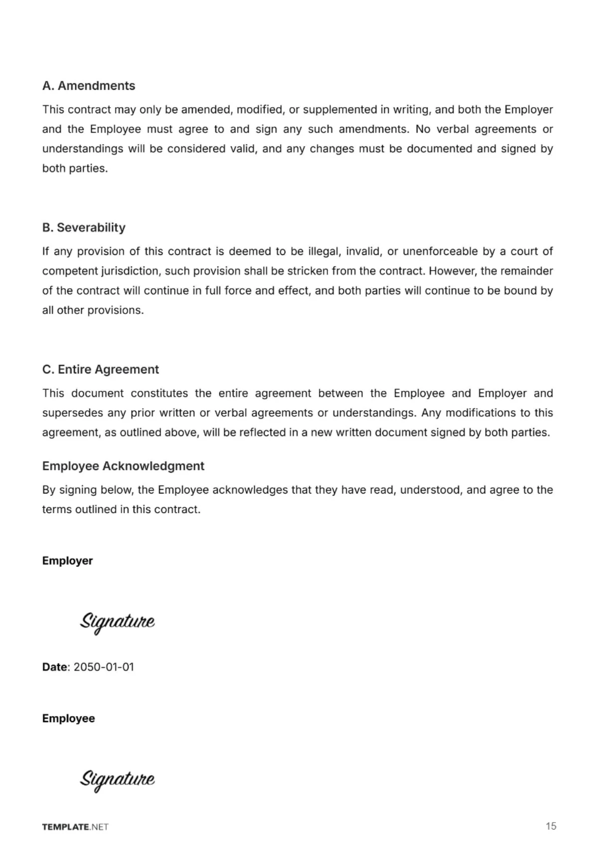 Free Barber Shop Employment Contract Template to Edit Online