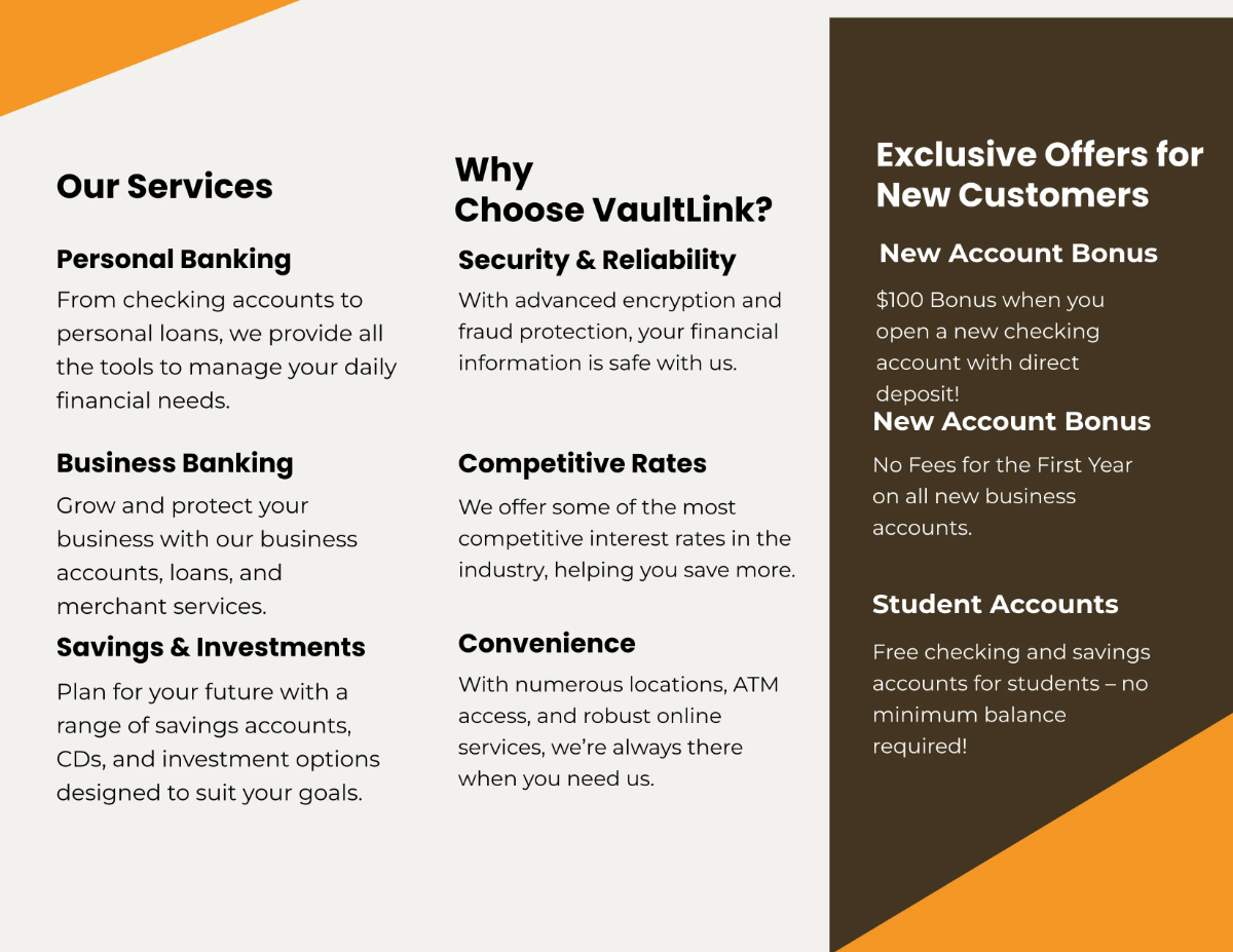 Free Bank Brochure Template to Edit Online