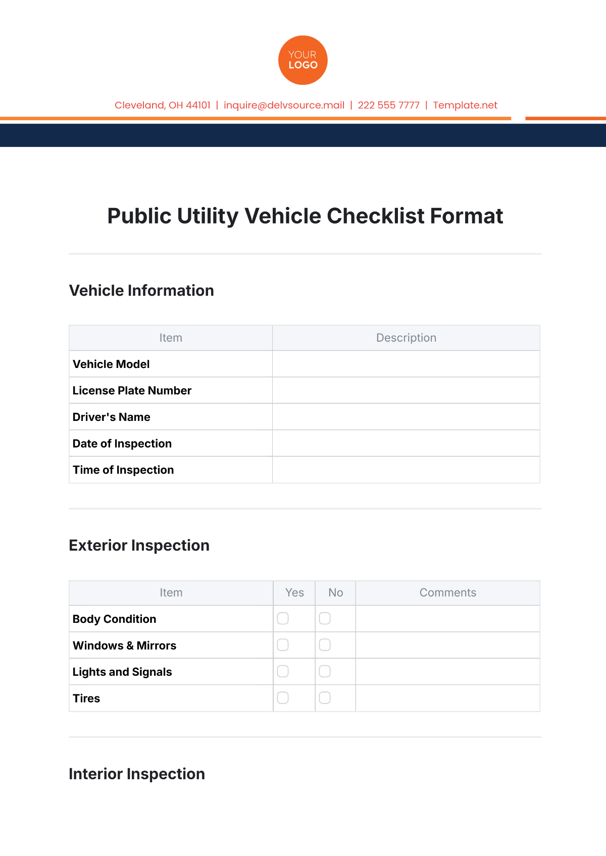 Public Utility Vehicle Checklist Format Template - Edit Online & Download