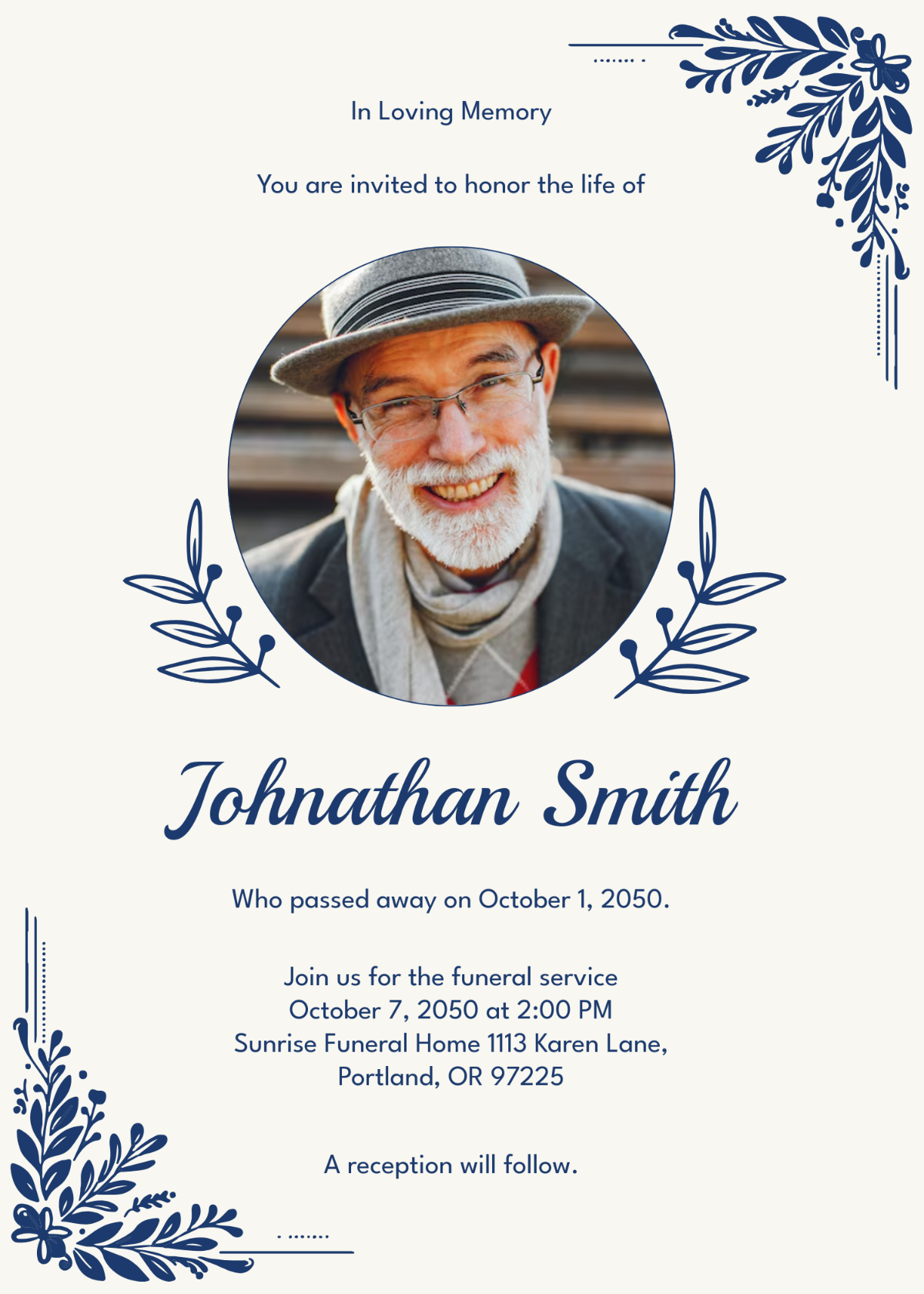 Printable Funeral Invitation Template