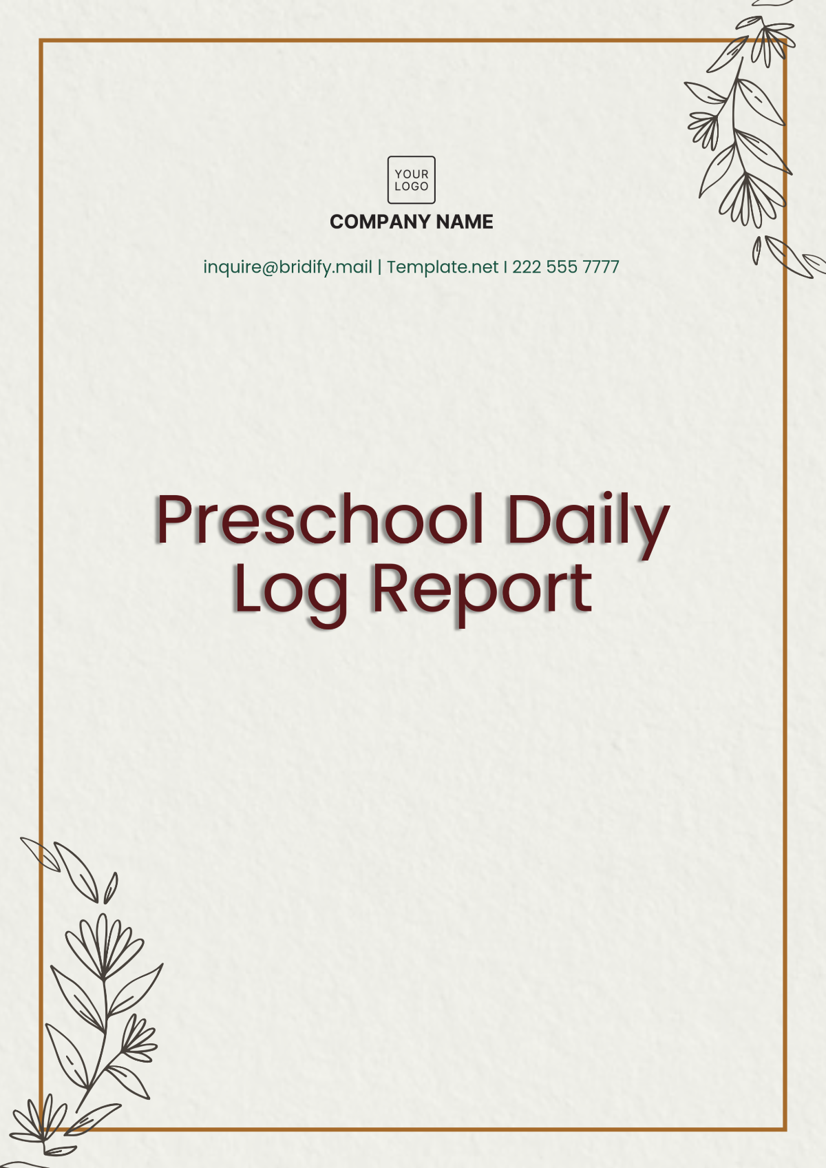 Aesthetic Preschool Daily Log Report Template - Edit Online & Download